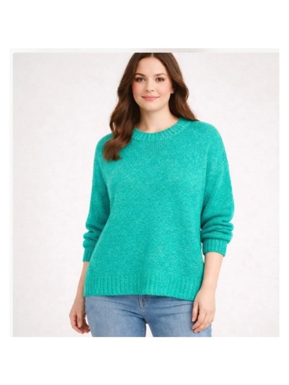 RD Style Women's Teal Crew Neck Split Hem Chunky Sweater Plus Size 2X NEW